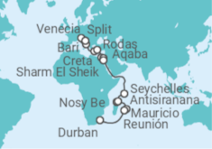 Itinerario del Crucero desde Bari (Italia) a Durban, Sudáfrica - MSC Cruceros