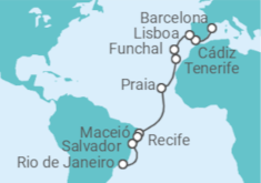 Itinerario del Crucero España, Portugal, Cabo Verde, Brasil - Costa Cruceros