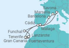 Itinerario del Crucero Islas Canarias - Costa Cruceros