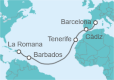 Itinerario del Crucero España, Barbados - Costa Cruceros