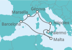 Itinerario del Crucero Italia, Malta, España, Francia - MSC Cruceros