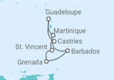 Itinerario del Crucero Guadalupe, Santa Lucía, Barbados - MSC Cruceros