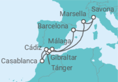 Itinerario del Crucero Italia, España, Marruecos, Gibraltar - Costa Cruceros