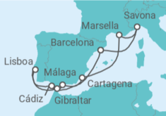 Itinerario del Crucero Italia, España, Portugal, Gibraltar - Costa Cruceros