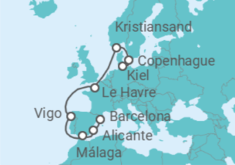 Itinerario del Crucero Dinamarca, Francia, España - Costa Cruceros