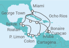 Itinerario del Crucero Islas Caimán, Jamaica, Curaçao, Bonaire, San Eustaquio y Saba, Aruba, USA, Colombia, Panamá, Cost... - MSC Cruceros