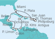 Itinerario del Crucero Islas Vírgenes - Eeuu, Saint Maarten, Antigua Y Barbuda, Puerto Rico, USA, Jamaica, Colombia, Pan... - MSC Cruceros