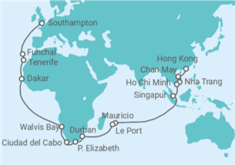 Itinerario del Crucero Vuelta al mundo - Cunard