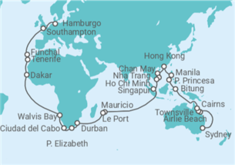 Itinerario del Crucero Vuelta al mundo - Cunard