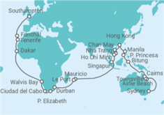 Itinerario del Crucero Vuelta al mundo - Cunard