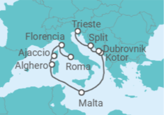 Itinerario del Crucero Italia, Francia, Malta, Montenegro, Croacia - Princess Cruises