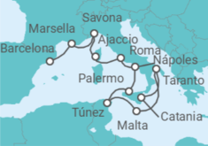 Itinerario del Crucero desde Catania (Sicilia) a Barcelona (España) - Costa Cruceros