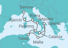 Itinerario del Crucero Italia, Malta, Túnez, Francia - Costa Cruceros