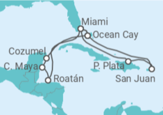 Itinerario del Crucero Cozumel, Costa Maya, Puerto Plata y San Juan  - MSC Cruceros