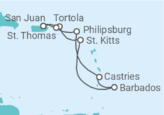Itinerario del Crucero Islas Vírgenes - Reino Unido, Barbados, Santa Lucía, Saint Maarten, Islas Vírgenes - Eeuu - Norwegian Cruise Line
