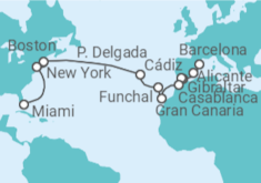 Itinerario del Crucero desde Barcelona (España) a Miami (Florida) - MSC Cruceros