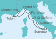 Itinerario del Crucero Italia, Francia - Silversea
