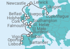 Itinerario del Crucero desde Copenhague (Dinamarca) a Lisboa - Silversea