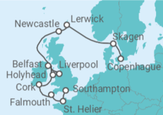 Itinerario del Crucero desde Copenhague (Dinamarca) a Southampton (Londres) - Silversea
