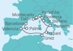 Itinerario del Crucero desde Barcelona (España) a Monte Carlo (Mónaco) - Silversea