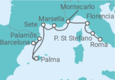 Itinerario del Crucero España, Francia, Mónaco, Italia - Silversea