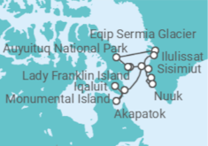 Itinerario del Crucero desde IQALUIT a Nuuk, Groenlandia - Silversea