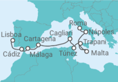 Itinerario del Crucero desde Civitavecchia (Roma) a Lisboa - Silversea