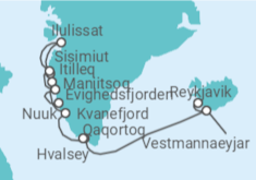 Itinerario del Crucero desde Reykjavik (Islandia) a Nuuk, Groenlandia - Silversea