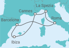 Itinerario del Crucero Vistas Italianas y Atardeceres Españoles - Virgin Voyages