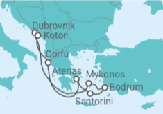 Itinerario del Crucero Noches estrelladas en Grecia y Croacia - Virgin Voyages