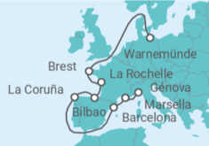 Itinerario del Crucero Francia, España - MSC Cruceros