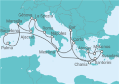 Itinerario del Crucero Grecia, Italia, España, Francia, Turquía - Princess Cruises