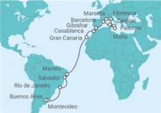 Itinerario del Crucero desde Marsella (Francia) a Buenos Aires (Argentina) - MSC Cruceros
