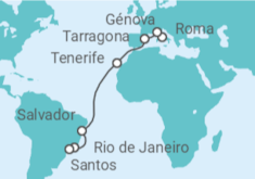 Itinerario del Crucero Italia, España, Brasil - MSC Cruceros