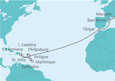 Itinerario del Crucero España, Marruecos, Antigua Y Barbuda, Saint Maarten, República Dominicana, Barbados - MSC Cruceros