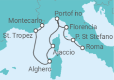 Itinerario del Crucero Francia, Italia - Silversea