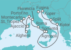 Itinerario del Crucero desde Monte Carlo (Mónaco) a Fusina (Italia) - Silversea
