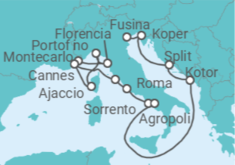 Itinerario del Crucero desde Monte Carlo (Mónaco) a Fusina (Italia) - Silversea