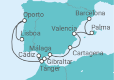 Itinerario del Crucero desde Lisboa a Barcelona (España) - Silversea