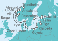 Itinerario del Crucero desde Estocolmo (Suecia) a Copenhague (Dinamarca) - Silversea