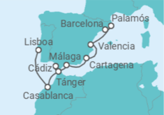 Itinerario del Crucero desde Barcelona (España) a Lisboa - Silversea