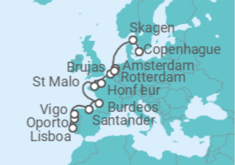 Itinerario del Crucero desde Lisboa a Copenhague (Dinamarca) - Silversea