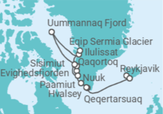 Itinerario del Crucero desde Reykjavik (Islandia) a Nuuk, Groenlandia - Silversea