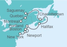 Itinerario del Crucero USA, Canadá - Silversea