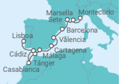 Itinerario del Crucero desde Monte Carlo (Mónaco) a Lisboa - Silversea
