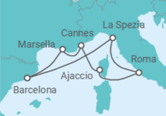 Itinerario del Crucero Italia, España y la Riviera Francesa - Virgin Voyages