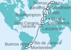 Itinerario del Crucero desde Buenos Aires (Argentina) a Southampton (Londres) - Princess Cruises