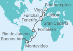 Itinerario del Crucero desde Southampton (Londres) a Buenos Aires (Argentina) - Princess Cruises