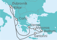 Itinerario del Crucero Noches estrelladas en Grecia y Croacia - Virgin Voyages