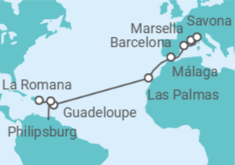 Itinerario del Crucero Italia, España, Guadalupe, Saint Maarten - Costa Cruceros